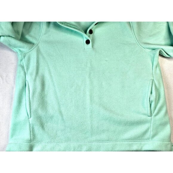 J.Crew Fleece Pullover Sweatshirt XL Mint Green Button Collar - Picture 5 of 6